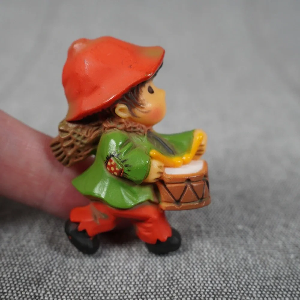 Vintage Hallmark Little Boy Drummer Lapel Pin Red Green Plastic Brooch